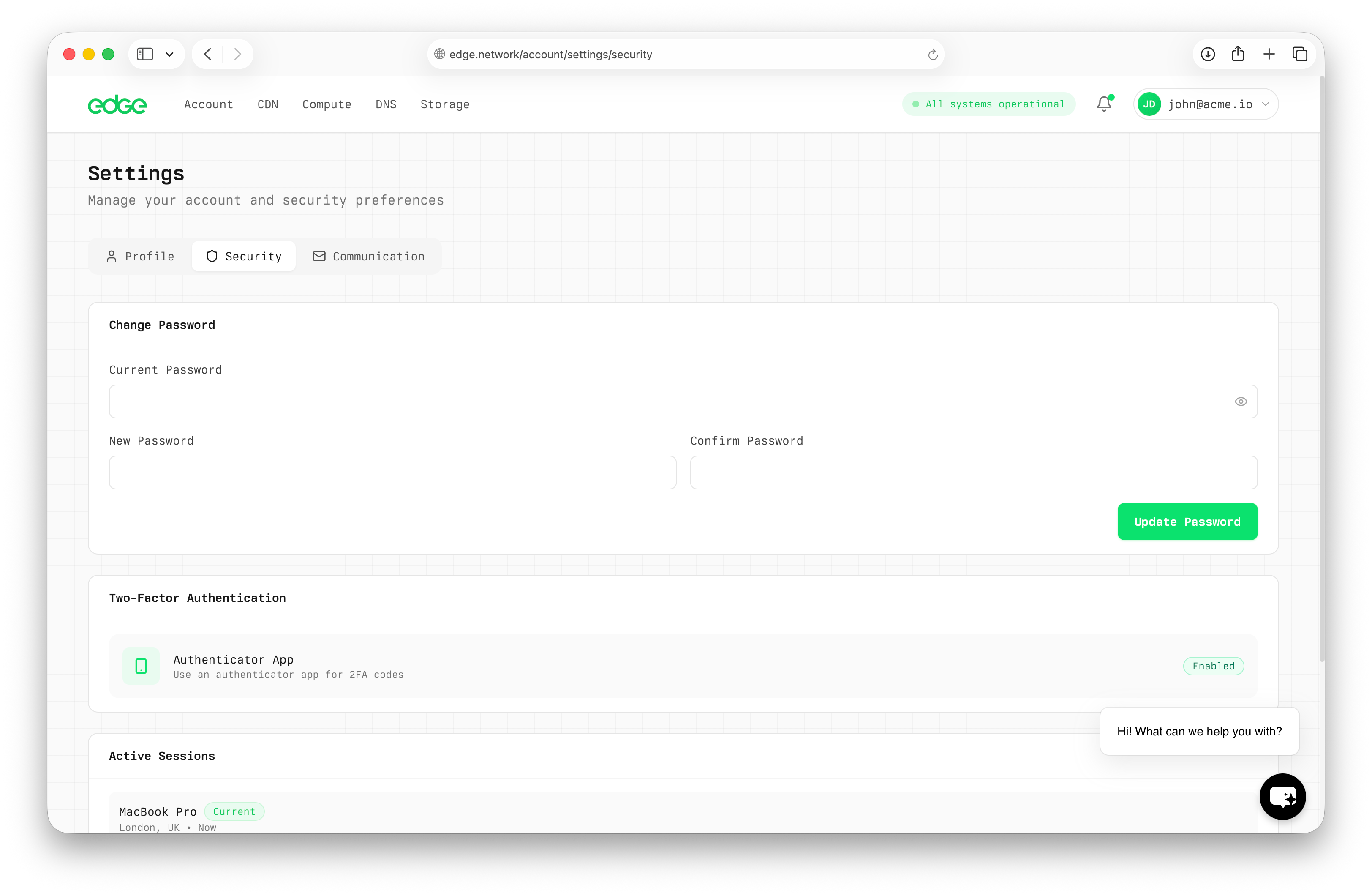 Two-factor authentication setup
