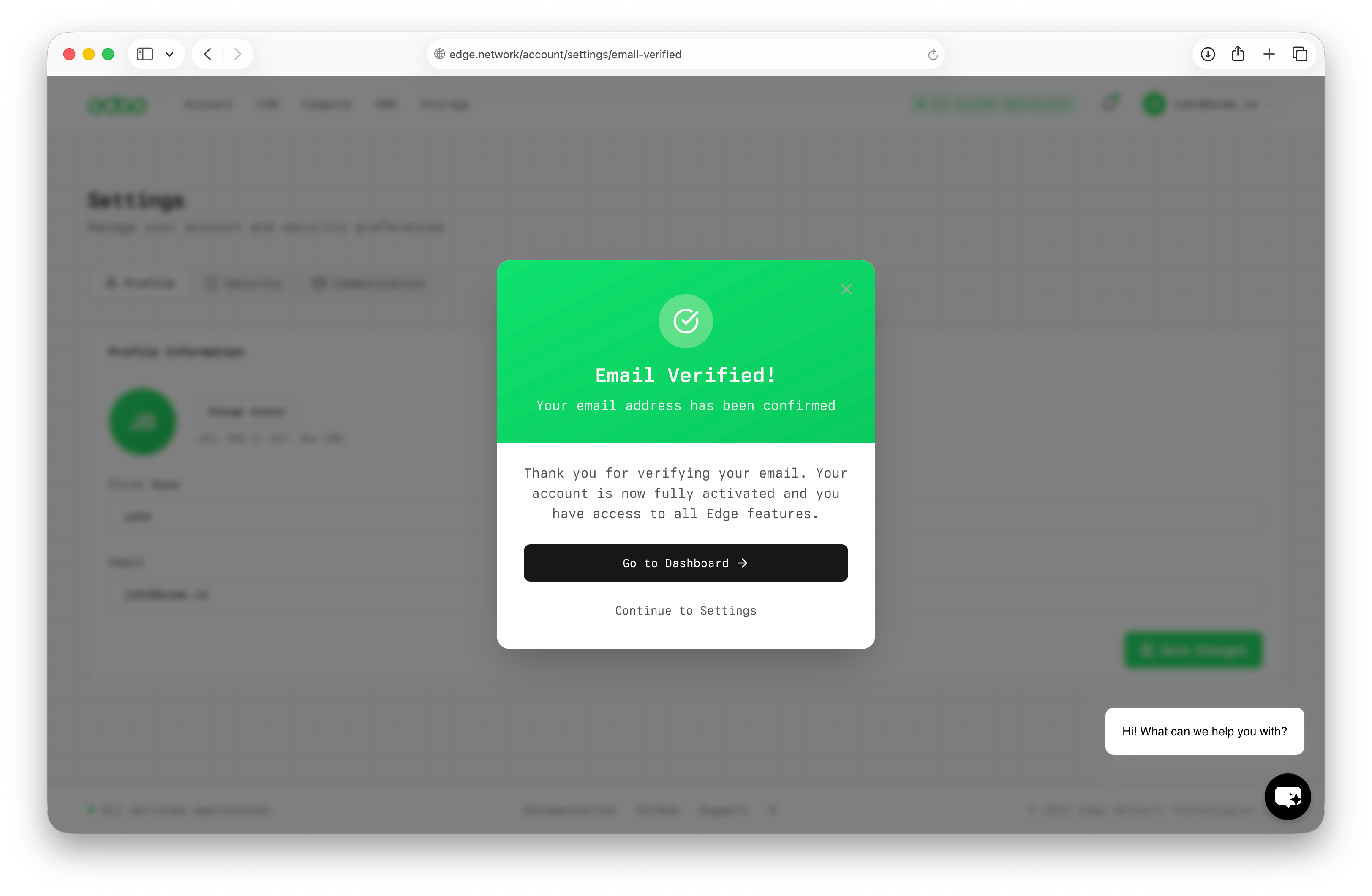 Email verification confirmation